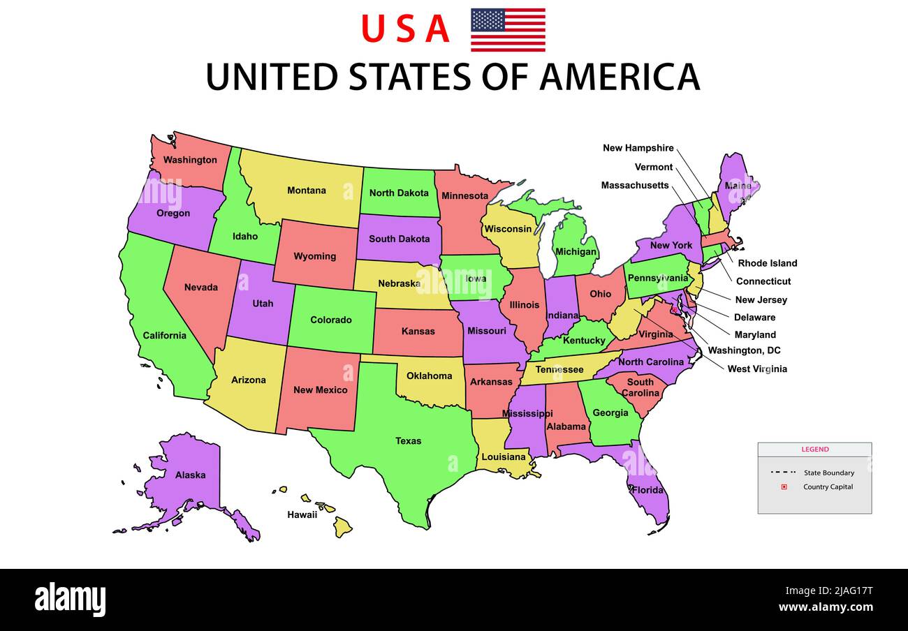 Mappa Degli Stati Uniti Mappa Politica Degli Stati Uniti Damerica