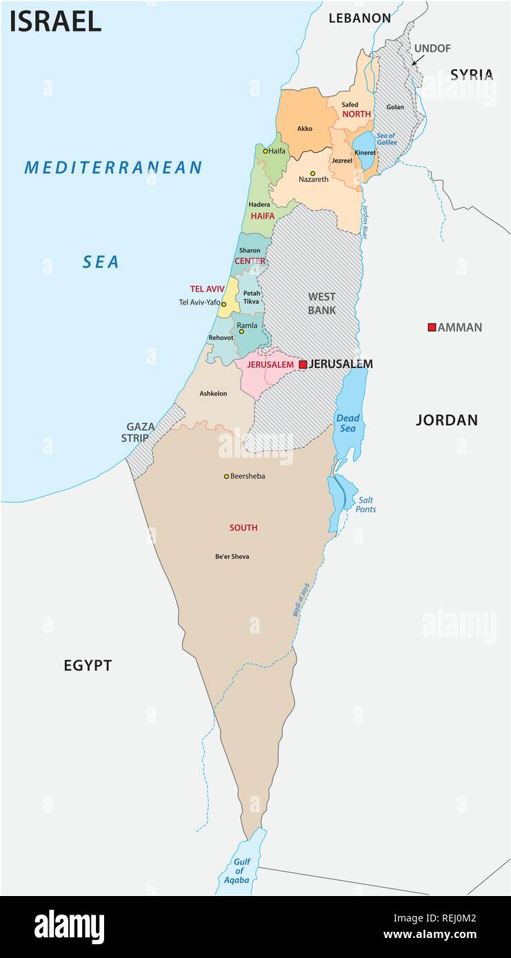 Israele Politica E Amministrativa Di Mappa Vettoriale Immagine E